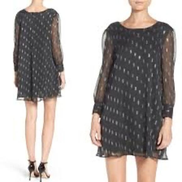Banana Republic Dresses & Skirts - Banana Republic Black Ruffle Cuff Shift Dress Shear Sleeves Knee Length Dress 8‎